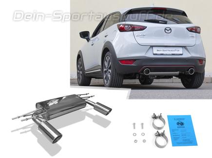 Fox Edelstahl Duplex Sportauspuff Mazda CX-3 Benziner je 100mm rund eingerollt abgeschrägt