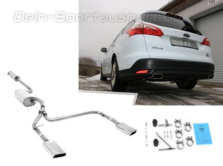 Fox Edelstahl Duplex Sportauspuff-Komplettanlage ab Kat Ford Focus 3 Turnier 1.0l Ecoboost je 145x65mm trapezförmig eingerollt abgeschrägt