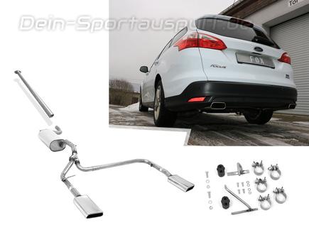 Fox Edelstahl Duplex Racing-Komplettanlage ab Kat Ford Focus 3 Turnier 1.0l Ecoboost je 145x65mm trapezförmig eingerollt abgeschrägt