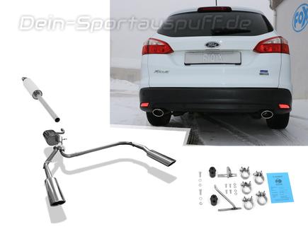 Fox Edelstahl Duplex Sportauspuff-Komplettanlage ab Kat Ford Focus 3 Turnier 1.0l Ecoboost je 106x71mm oval eingerollt abgeschrägt