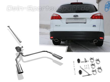 Fox Edelstahl Duplex Racing-Komplettanlage ab Kat Ford Focus 3 Turnier 1.0l Ecoboost je 106x71mm oval eingerollt abgeschrägt