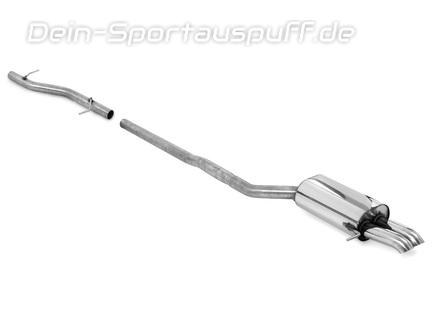 Fox Edelstahl Racing Sportauspuffanlage ab Kat VW T5 Pritsche Doka Fahrgestell 2x63mm Dieseloptik scharf 45° nach unten gebogen