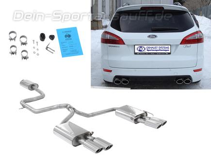 Fox Edelstahl Duplex Sportauspuff-Komplettanlage ab Kat Ford Mondeo MK4 Turnier 2.5l ab 2007 2x106x71mm oval eingerollt abgeschrägt mit Absorber