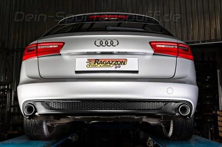 Ragazzon Edelstahl Duplex Racing-Komplettanlage ab Kat Audi A6 4G Typ C7 Limo u. Avant 2.0TDI 130kW je 90mm rund eingerollt gerade