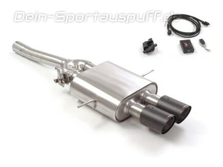 Ragazzon Edelstahl Mittig Sportauspuff inkl. Klappensteuerung Mini Cooper S R58 Coupe R59 Roadster 2x80mm rund abgeschrägt aus Carbon