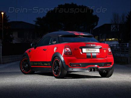 Ragazzon Edelstahl Mittig Racing-Komplettanlage ab Kat inkl. Klappensteuerung Mini Cooper S R58 Coupe R59 Roadster 2x80mm rund abgeschrägt aus Carbon