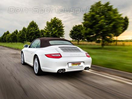 Ragazzon Edelstahl Duplex Sportauspuff-Komplettanlage ab Kat Porsche 911 997 Carrera inkl. S u. GTS 2009-2012 je 2x80mm rund doppelwandig abgeschrägt