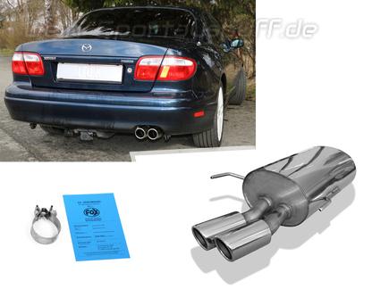 Fox Edelstahl Sportauspuff Mazda Xedos 9 ab 1993 2x76mm rund eingerollt abgeschrägt