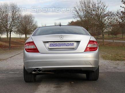 Eisenmann Edelstahl Sportauspuff Mercedes C-Klasse W204 C180 CGI ab 2012 mit Serienstoßstange 2x90x70mm oval eingerollt abgeschrägt