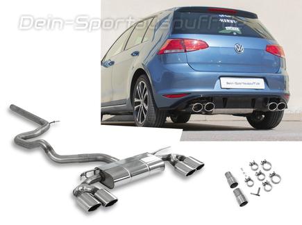 Fox Edelstahl Duplex Racing-Komplettanlage ab Kat VW Golf 7 1.0l 1.2l TSI 1.6l TDI in R-Optik je 2x115x85mm oval eingerollt abgeschrägt