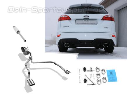 Fox Edelstahl Duplex Sportauspuff-Komplettanlage ab Kat Ford Focus 3 Turnier 1.0l Ecoboost mit Styling-Paket je 115x85mm oval eingerollt abgeschrägt