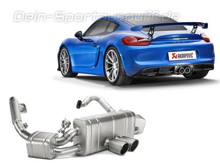 Akrapovic Slip-On Titan Komplettanlage ab Kat Porsche Cayman GT4 Typ 981 ab 2016 2x rund eingerollt schräg