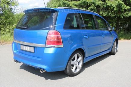 Fox Edelstahl Duplex Sportauspuff-Komplettanlage ab Kat Opel Zafira B OPC je 90mm rund doppelwandig abgeschrägt