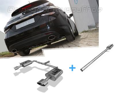 Fox Edelstahl Duplex Sportauspuff-Komplettanlage ab Kat Hyundai i40 CW je 160x90mm oval eingerollt seitlich und unten abgeschrägt