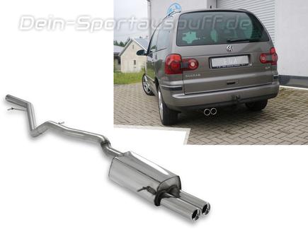 Fox Edelstahl Racing-Komplettanlage ab Kat VW Sharan 1 7M 1.8T u. 2.8l V6 2x80mm rund eingerollt gerade mit Absorber