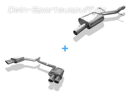 Fox Edelstahl Duplex Sportauspuffanlage ab Kat. Audi A5 B8 Coupe 2.0l TFSI inkl. Quattro je 2x80mm rund eingerollt abgeschrägt mit Absorber