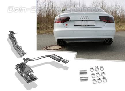 Fox Edelstahl Duplex Racing-Komplettanlage ab Kat Audi S8 4H Typ D4 je 2x90mm rund doppelwandig abgeschrägt