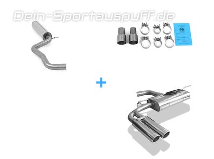 Fox Edelstahl Sportauspuff-Komplettanlage ab Kat Audi A3 8V Limousine (Stufenheck) 2x80mm rund eingerollt abgeschrägt