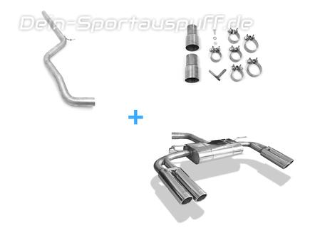 Fox Edelstahl Duplex Racing-Komplettanlage ab Kat Audi A3 8V Limousine (Stufenheck) je 2x80mm rund eingerollt abgeschrägt