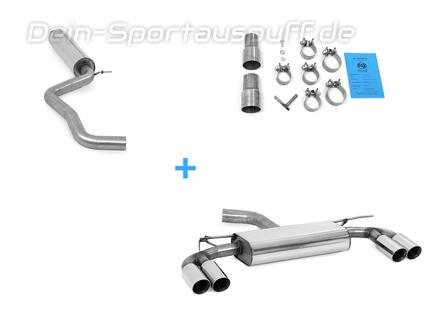 Fox Edelstahl Duplex Sportauspuff-Komplettanlage ab Kat Audi A3 8V Limousine (Stufenheck) je 2x80mm rund doppelwandig abgeschrägt