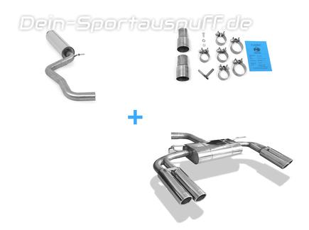 Fox Edelstahl Duplex Sportauspuff-Komplettanlage ab Kat Audi A3 8V 1.8 TFSI Limousine (Stufenheck) je 2x80mm rund eingerollt abgeschrägt