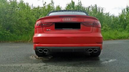 FOX Edelstahl Duplex Racing-Komplettanlage ab Kat Audi S3 8V Cabrio je 2x106x71mm oval eingerollt abgeschrägt mit langer Tulpe