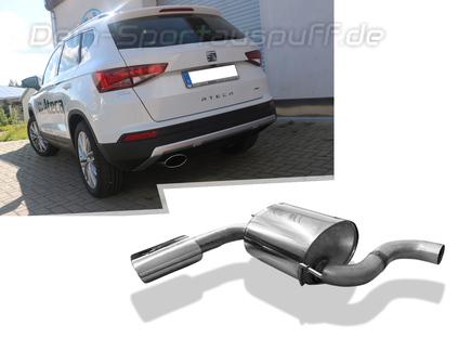 FOX Edelstahl Seat Ateca Typ 5FP 4Drive 106x71mm Porsche-Design oval eingerollt seitlich abgeschrägt mit Absorber
