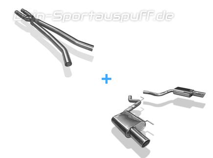 Fox Edelstahl Duplex Racing-Komplettanlage ab Kat Ford Mustang VI 6 ab 2014 5.0l GT je 100mm rund eingerollt abgeschrägt