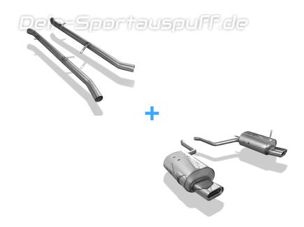 Fox Edelstahl Duplex Racing-Komplettanlage ab Kat BMW 7er E38 730i 735i 740i ohne Endrohraussparung je 160x80mm flachoval eingerollt abgeschrägt mit Absorber