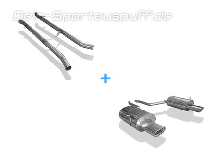 Fox Edelstahl Duplex Racing-Komplettanlage ab Kat BMW 7er E38 730i 735i 740i mit Endrohraussparung je 160x80mm flachoval eingerollt abgeschrägt mit Absorber