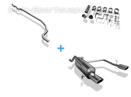 FOX Edelstahl Duplex Racing-Komplettanlage ab Kat Opel Corsa E je 115x85mm oval eingerollt abgeschrägt