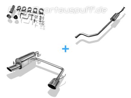 FOX Edelstahl Duplex Sportauspuff-Komplettanlage ab Kat Opel Corsa E je 115x85mm oval eingerollt abgeschrägt