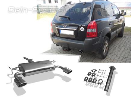 FOX Edelstahl Duplex Sportauspuff Hyundai Tucson JM 2.0 je 115x85mm oval eingerollt abgeschrägt