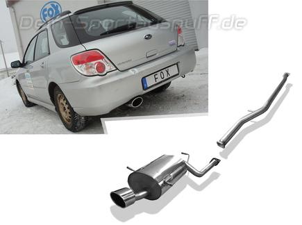 Fox Edelstahl Racing-Komplettanlage ab Kat Subaru Impreza GD GG 1.5l 140x90mm oval eingerollt abgeschrägt mit langer Tulpe