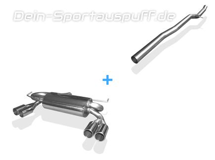Fox Edelstahl Racing-Komplettanlage ab Kat Audi A3 8L quattro 2x76mm rund eingerollt
