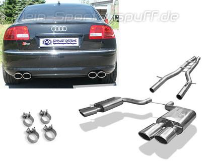 Fox Edelstahl Duplex Racing-Komplettanlage ab Kat Audi S8 4E Typ D3 2x115x85mm oval eingerollt abgeschrägt