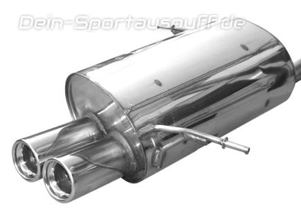 Fox Edelstahl Racing-Komplettanlage ab Kat BMW 3er E36 316i u. 318Ti Compact 2x80mm rund eingerollt gerade mit Absorber