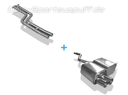 Fox Edelstahl Racing-Komplettanlage ab Kat BMW Z4 E85 Roadster u. E86 Coupe 2x76mm rund scharf