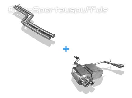 Fox Edelstahl Duplex Racing-Komplettanlage ab Kat BMW Z4 E85 Roadster u. E86 Coupe je 2x76mm rund eingerollt abgeschrägt mit Absorber