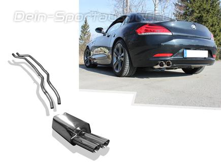 Fox Edelstahl Racing-Komplettanlage ab Kat BMW Z4 E89 Roadster 2x80mm rund doppelwandig abgeschrägt