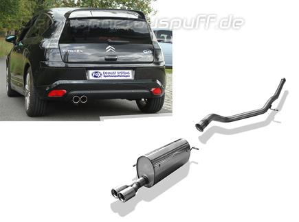 Fox Edelstahl Racing-Komplettanlage ab Kat Citroen C4 Coupe Typ L Bj.04-10 2x80mm rund eingerollt gerade mit Absorber