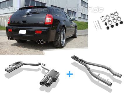 Fox Edelstahl Duplex Racing-Komplettanlage ab Kat Chrysler 300 C SRT8 Limousine/Kombi ab 04 je 2x100mm rund eingerollt abgeschrägt