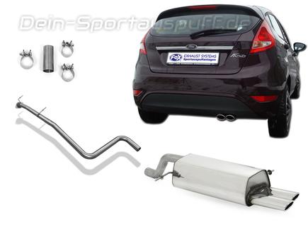 Fox Edelstahl Racing-Komplettanlage ab Kat Ford Fiesta MK7 JA8 inkl. Sport 1.4l ab 2008 2x86x54mm oval eingerollt abgeschrägt