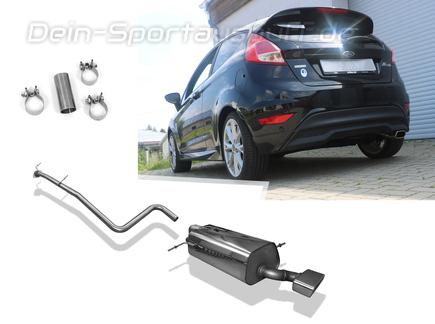 Fox Edelstahl Racing-Komplettanlage ab Kat Ford Fiesta MK7 JA8 ST-Line u. Red+Black-Edition 1.0l Ecoboost u. 1.5l TDCi ab 2012 145x65mm trapezförmig