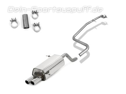 Fox Edelstahl Racing-Komplettanlage ab Kat Ford Fiesta MK7 JA8 inkl. Sport 1.4l ab 2008 2x70mm rund eingerollt abgeschrägt