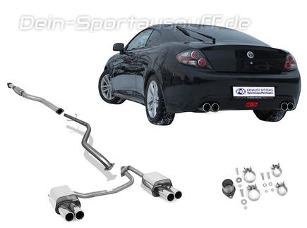 Fox Edelstahl Duplex Racing-Komplettanlage ab Kat Hyundai Coupe GK Tiburon Facelift ab 2006 je 2x90mm rund eingerollt gerade