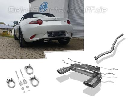 Fox Edelstahl Duplex Racing-Auspuffanlage ab Kat Mazda MX-5 Typ ND ab 2015 je 145x65mm trapezförmig eingerollt abgeschrägt