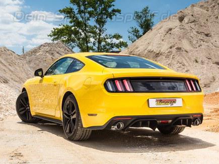 Ragazzon Edelstahl Duplex Komplettanlage ab Kat mit Klappensteuerung Ford Mustang 6 2.3l EcoBoost je 102mm rund doppelwandig abgeschrägt