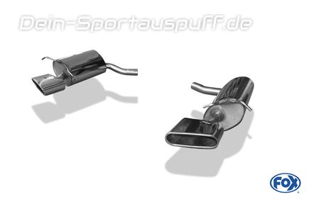 Fox Edelstahl Duplex Sportauspuff Mercedes C-Klasse W204 S204 6-Zylinder Limousine u. T-Modell mit C63AMG-Stoßstange je 220x80mm flachoval eingerollt abgeschrägt