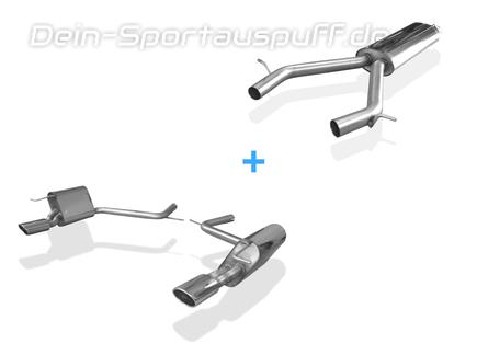 Fox Edelstahl Duplex Sportauspuff-Komplettanlage ab Kat Mercedes E-Klasse W211 E200 Limousine je 115x85mm oval eingerollt abgeschrägt